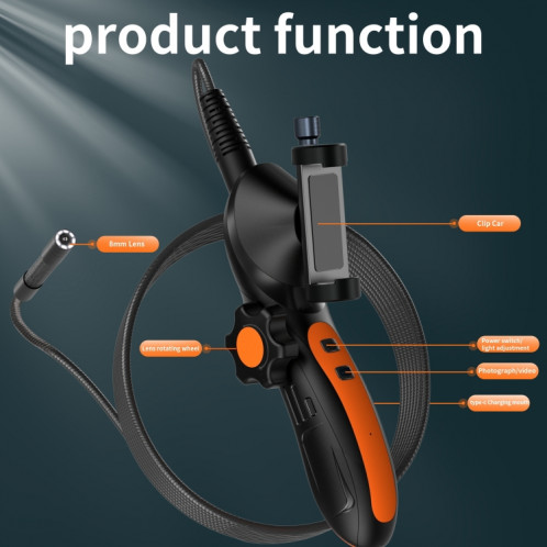 Endoscope de réparation automobile F180, objectif de 8 mm, rotations libres à 360 degrés, spécification : Tube souple de 3 m SH84031161-012